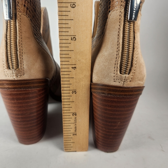 VINCE CAMUTO Women's Gannilla Suede Snake Skin Boot 6.5 Beige Leather Western - Picture 7 of 13